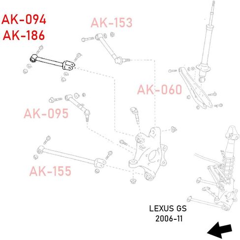 Godspeed AK-154-A الأسلحة العلوية الخلفية القابلة للتعديل مع المحامل الكروية ، مجموعة من 2 ، متوافقة مع لكزس IS200T / IS250 / IS300 / IS350 (XE30) 2014-21 in Saudi Arabia