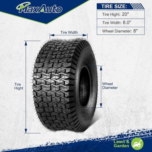 MaxAuto FOX V1 18x9.50-8 Lawn Mower Tires, Patent Design Fox V1 Garden Mower Tire, 18x9.50-8nhs, 18x9.50 8 Rear Turf Tires, 4 Ply Tubeless Tire, 1040lbs Capacity, Set of 2 in Kuwait