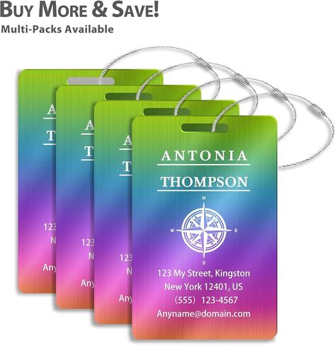 Personalized Luggage Tags (2/4/6/8 Pack) - Engraved Metal Luggage Tag Customizable Pattern/Name/Text for Bags Backpacks Suitcases in Saudi Arabia