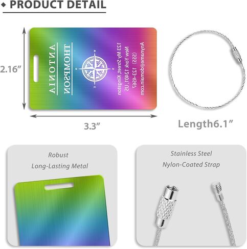 Personalized Luggage Tags (2/4/6/8 Pack) - Engraved Metal Luggage Tag Customizable Pattern/Name/Text for Bags Backpacks Suitcases in Saudi Arabia