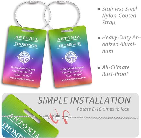 Personalized Luggage Tags (2/4/6/8 Pack) - Engraved Metal Luggage Tag Customizable Pattern/Name/Text for Bags Backpacks Suitcases in Saudi Arabia