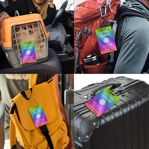 Personalized Luggage Tags (2/4/6/8 Pack) - Engraved Metal Luggage Tag Customizable Pattern/Name/Text for Bags Backpacks Suitcases in Saudi Arabia