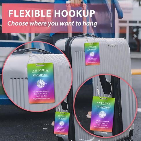 Personalized Luggage Tags (2/4/6/8 Pack) - Engraved Metal Luggage Tag Customizable Pattern/Name/Text for Bags Backpacks Suitcases in Saudi Arabia