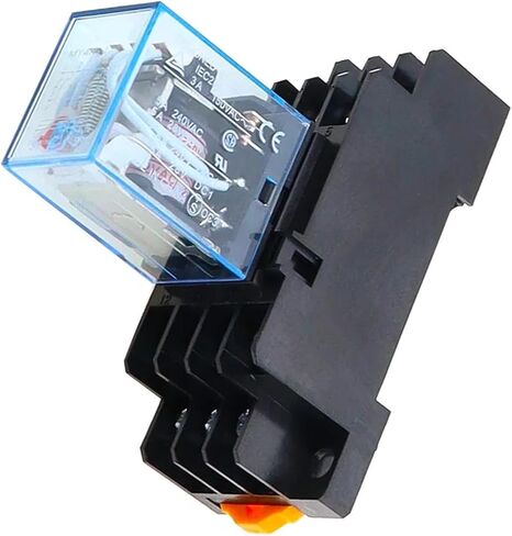 10pcs my4nj ترحيل الطاقة 4NO 4NC 5A 14 PIN مع قاعدة المقبس للسكك الحديدية - 12V 24V 36V 48V 110V 220V AC/DC (220V -DC) in Saudi Arabia