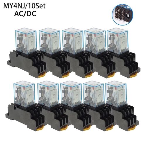 10PCS MY4NJ Power Relay 4NO 4NC 5A 14 Pin Relay with Socket Base for DIN Rail - 12V 24V 36V 48V 110V 220V AC/DC (36V-AC) in Kuwait