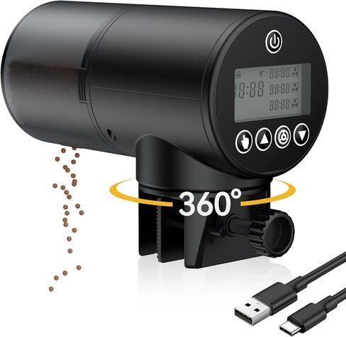 Pawfly Automatic Fish Feeder for Aquarium Auto Vacation Timer Fish Feeder for Fish Tank 60 ml Adjustable Fish Food Dispenser for Pellets Flakes Strips, Battery Operated (Battery Not Included) in Saudi Arabia