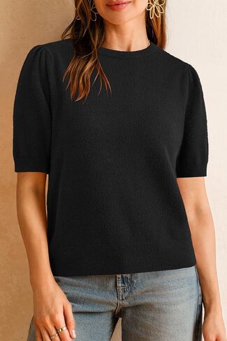 Arach & Cloz Women's Wool Blend Soft Soft Fuzzy Puff Sleeve Cute Disual Fall Subtents 2025 in Saudi Arabia
