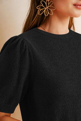 Arach & Cloz Women's Wool Blend Soft Soft Fuzzy Puff Sleeve Cute Disual Fall Subtents 2025 in Saudi Arabia