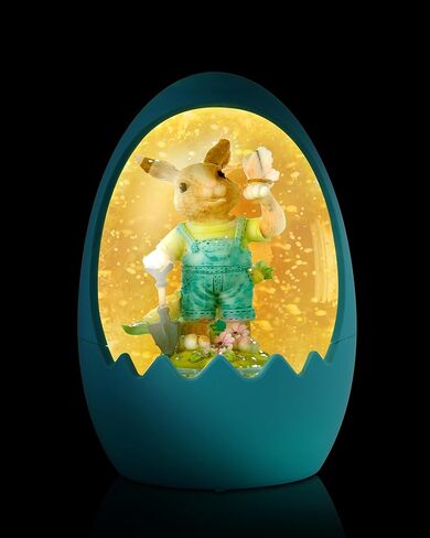 أرنب عيد الفصح LED SNOW GLOBE - ديكور بريق على شكل بيض مع أرنب ، زخارف منزل الربيع للطاولة/الرف ، هدايا حفلات العطلات (الوردي) in Saudi Arabia