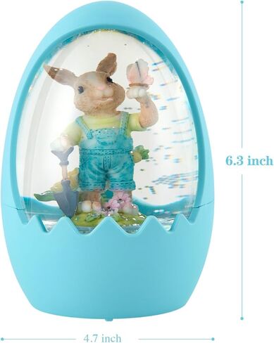 أرنب عيد الفصح LED SNOW GLOBE - ديكور بريق على شكل بيض مع أرنب ، زخارف منزل الربيع للطاولة/الرف ، هدايا حفلات العطلات (الوردي) in Saudi Arabia