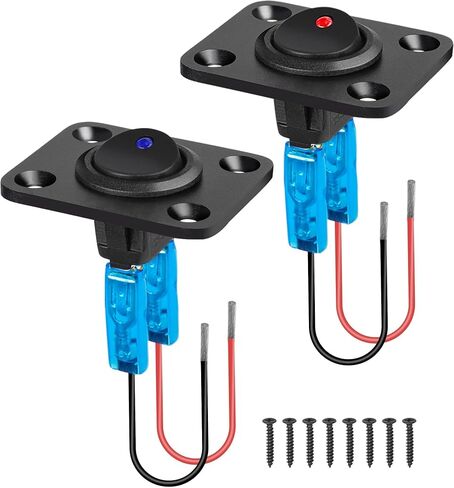 Linkstyle Rocker تبديل لوحة التبديل ، 12V 20A مقاوم للماء الأزرق والأحمر LED في لوحة التبديل الجولة spst لقارب السيارة RV البحرية in Saudi Arabia