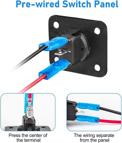 Linkstyle Rocker تبديل لوحة التبديل ، 12V 20A مقاوم للماء الأزرق والأحمر LED في لوحة التبديل الجولة spst لقارب السيارة RV البحرية in Saudi Arabia