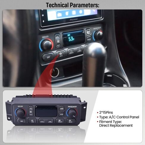 09352181 HVAC A/C Heater Climate Control Module Panel Switch Compatible with Chevy Corvette C5 1997-2004 5.7L Temperature Control Part Number: 16256018, 16254311, 1626603, 10345293, 09380441, 162660 in Saudi Arabia