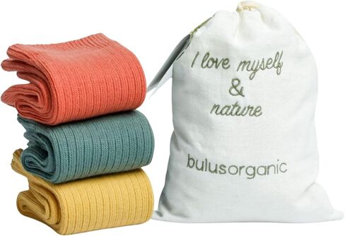 Bulusorganic 3 Pairs 98% Organic Cotton Crew Socks, Soft Breathable Non-Tight Seamless Casual Socks for Men & Women in Saudi Arabia