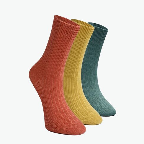 Bulusorganic 3 Pairs 98% Organic Cotton Crew Socks, Soft Breathable Non-Tight Seamless Casual Socks for Men & Women in Saudi Arabia