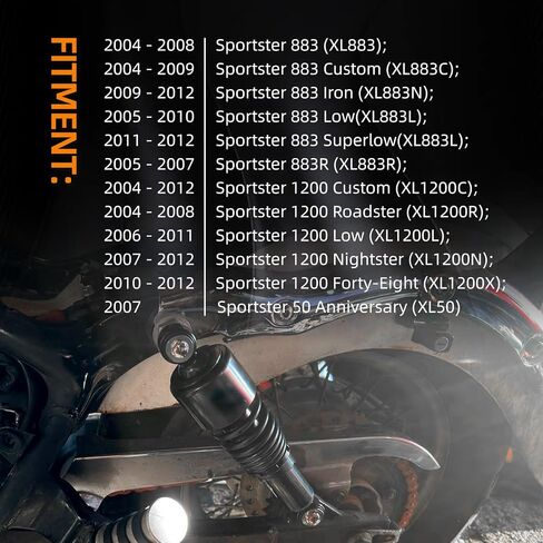 Slmoto 10.5 '' زوج الصدمات الخلفية تناسب Harley Sportster XL883 Iron XL1200 Custom Harley Sportster 1200 883 04-12 Black in Saudi Arabia