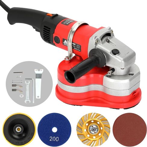 Electric Diamond Polisher Machine 8" Diameter Ggrinding with Three 4"Metal Sanding Ddiscs，3800W Concrete Grinder，6-speed control Concrete Surface Grinder for All Types of Stones as Granite, Concrete in Saudi Arabia