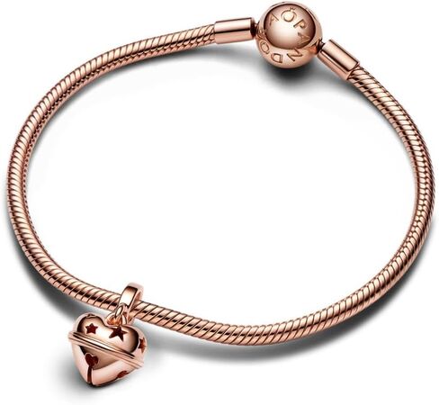 Pandora Festive Bell Dangle Charm - Bracelet Charm Moments Bracelets - 14k Rose Gold - هدية لها - مجوهرات للنساء مع صندوق هدايا in Saudi Arabia