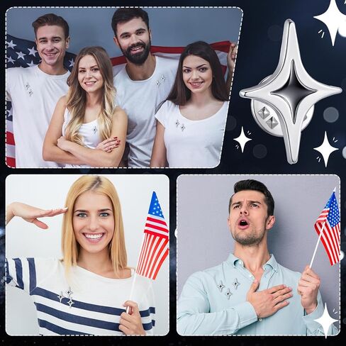 36 Pcs Silver Star Pin Brooch Badge Lapel Pins Bulk Sparkle Stars for Memorial Day Military Award Labor Day 4th of July Party for Backpacks Employee Student Recognition Gift Costume Decor in Kuwait