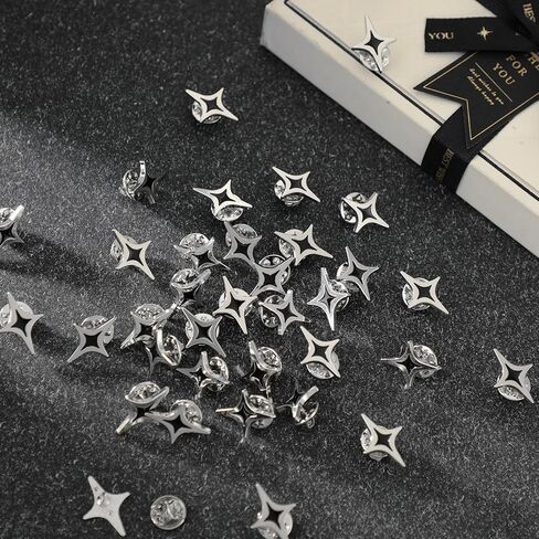 36 Pcs Silver Star Pin Brooch Badge Lapel Pins Bulk Sparkle Stars for Memorial Day Military Award Labor Day 4th of July Party for Backpacks Employee Student Recognition Gift Costume Decor in Kuwait