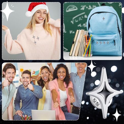 36 Pcs Silver Star Pin Brooch Badge Lapel Pins Bulk Sparkle Stars for Memorial Day Military Award Labor Day 4th of July Party for Backpacks Employee Student Recognition Gift Costume Decor in Kuwait