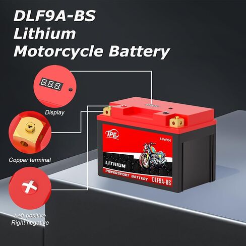 TPE Lithium Motorcycle Battery DLFP9A BS 12V 4Ah 400CCA LiFePO4 with Smart BMS - Lightweight High-Cranking Power for Motorcycles ATVs in Saudi Arabia