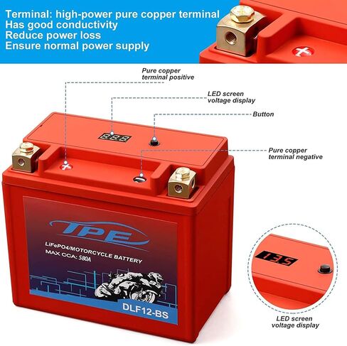 TPE Lithium Motorcycle Battery DLFP9A BS 12V 4Ah 400CCA LiFePO4 with Smart BMS - Lightweight High-Cranking Power for Motorcycles ATVs in Saudi Arabia