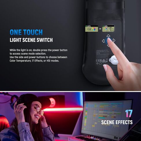 Neewer 21W LED LED Tube Light 35.5 "/90cm ، BI Color Plantable TPU Lighting ، 2700-6500K 1300LX/0.5M 12 تأثيرات CRI95 2500MAH بطارية ، لتسجيل فيديو تصوير الاستوديو ، GC21B in Kuwait
