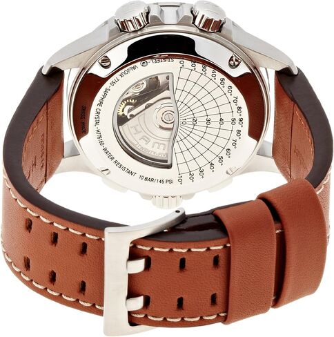 Hamilton Watch Khaki Aviation X-Wind Auto Chrono | Swiss Made | 44mm Stainless Steel Case | Black Dial Analog Watch | Brown Leather Strap (Model: H77616533) in Saudi Arabia