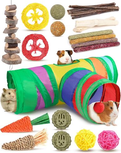 Sofier 18pcs Timothy Hay Treats Rabbit Toys Natural Treats for Guinea Pig Bunny Hamster Chinchilla Rat Handmade Rabbit Chews for Teeth in Kuwait