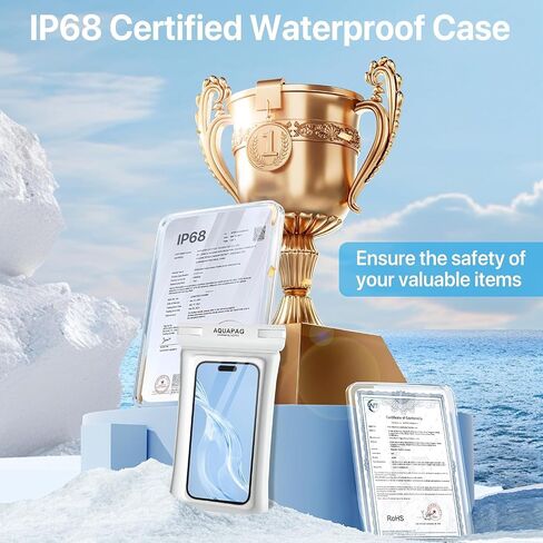 جراب هاتف مقاوم للماء IPX8 مكون من قطعتين، جراب هاتف عائم مقاوم للماء بحبل رقبة قابل للتعديل لهاتف iPhone 15,15 Pro، 15 Pro Max، Samsung Galaxy، إلخ. in Saudi Arabia