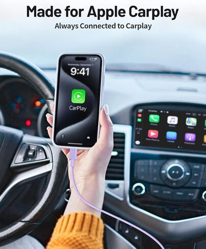 Car Carplay Cable for iPhone 15(3FT+3FT+6FT), USB A to USB C for Carplay, Car Charger Cable Cord for iPhone 15/Pro Max/Pro/Plus, iPad Air 5th 4th Mini 6th-White in Kuwait