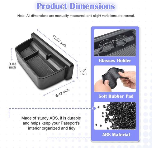 Dashboard Storage Organizer Tray Compatible with 2026 Honda Passport Accessories, Dash Board Center Console Tray For Passport Behind Screen Armrest Organizer Container Box in Saudi Arabia