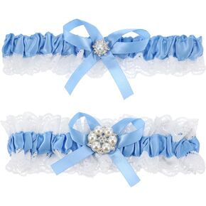 2pcs حزام الرباط الزرقاء الدانتيل ، زفاف الزفاف هدية للعروس Lace Leg Garter شيء ملحق أزرق لهدايا حفل الزفاف النساء والفتيات in Kuwait