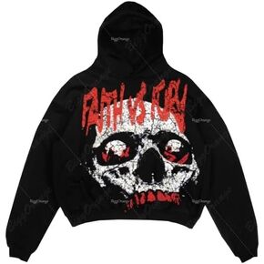 Street retro unisex pullover hoodie, autumn and winter Gothic printed casual hoodie in Saudi Arabia