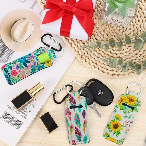 Chapstick Holder Keychain - Clep Lip Balm Case with Clip | تسامي قسط | هدية النيوبرين المصنوعة يدويًا للنساء in Kuwait