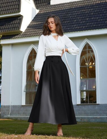Scarlet Darkness Victorian Skirts for Women Renaissance High Waisted Long Skirt with Pockets in Saudi Arabia