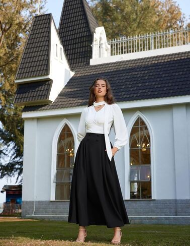 Scarlet Darkness Victorian Skirts for Women Renaissance High Waisted Long Skirt with Pockets in Saudi Arabia