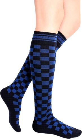 Knee High Socks for Women Novelty Checkered Long Tube Socks Halloween Knee Highs Party Costume Skateboard Calf Sock in Saudi Arabia