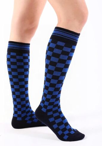 Knee High Socks for Women Novelty Checkered Long Tube Socks Halloween Knee Highs Party Costume Skateboard Calf Sock in Saudi Arabia