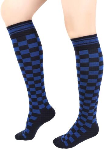 Knee High Socks for Women Novelty Checkered Long Tube Socks Halloween Knee Highs Party Costume Skateboard Calf Sock in Saudi Arabia