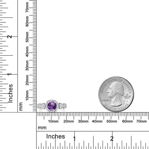 GEM Stone King 6mm Round Round Gemstone Birthstone Convessary Ring Ring For Women | 925 الفضة الاسترليني | خاتم وعد الزفاف للنساء | متوفر في الحجم 5 ، 6 ، 7 ، 8 ، 9 in Saudi Arabia