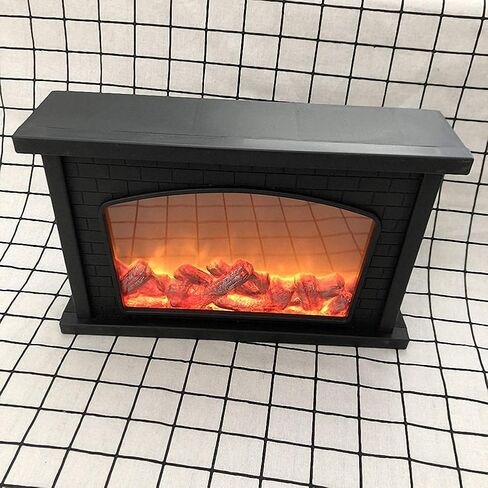 Ulalaza Small Cozy Fireplace Lantern Traditional Realistic Log Wood Burning Flame Effect Ligh LED Charcoal Style Table LampFor Indoor & Outdoor Use in Saudi Arabia