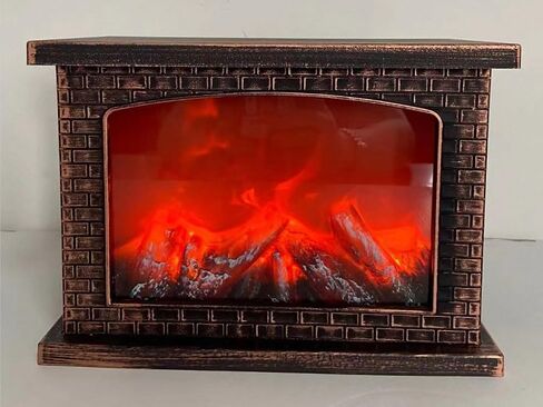 Ulalaza Small Cozy Fireplace Lantern Traditional Realistic Log Wood Burning Flame Effect Ligh LED Charcoal Style Table LampFor Indoor & Outdoor Use in Saudi Arabia
