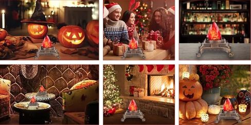 Ulalaza Small Cozy Fireplace Lantern Traditional Realistic Log Wood Burning Flame Effect Ligh LED Charcoal Style Table LampFor Indoor & Outdoor Use in Saudi Arabia