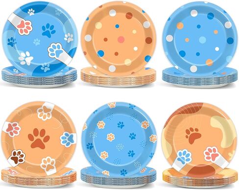 48Pcs 7" Cat Theme Party Supplies Cat Dessert Plates Kitten Paper Plates for Kids Girls Birthday Party Dinner Decorations Cat Paw Disposable Dinnerware Plates for Baby Shower Party Favors in Kuwait