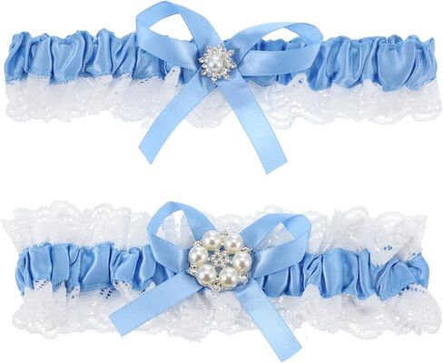 2pcs حزام الرباط الزرقاء الدانتيل ، زفاف الزفاف هدية للعروس Lace Leg Garter شيء ملحق أزرق لهدايا حفل الزفاف النساء والفتيات in Kuwait