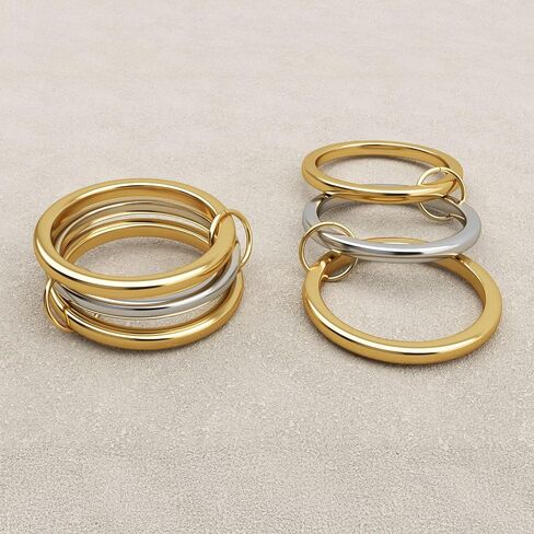 Stackable Rings for Women, 18k Gold Rings for Women Non tarnish, Silver Gold Multi Ring Mixed Metals Stack Rings Set,Jewelry Gift for Women in Saudi Arabia