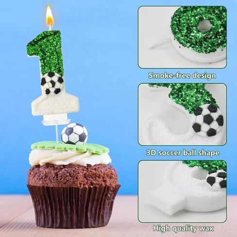 10Th Birthday Candles，Soccer Birthday Decorations，Soccer Cake Topper,for Girl and boy Cake Toppers, Wedding Cakes, Anniversaries, Party Celebrations, Birthday Decorations in Saudi Arabia