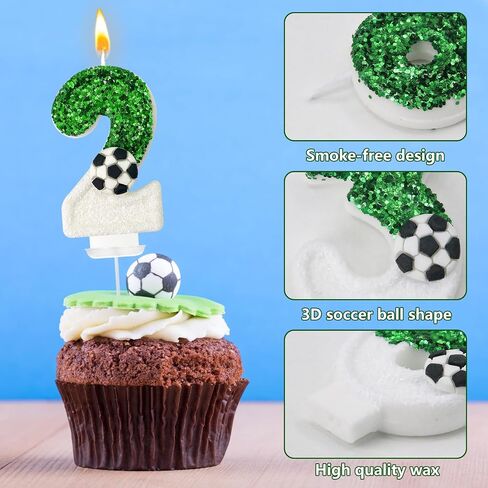 10Th Birthday Candles，Soccer Birthday Decorations，Soccer Cake Topper,for Girl and boy Cake Toppers, Wedding Cakes, Anniversaries, Party Celebrations, Birthday Decorations in Saudi Arabia